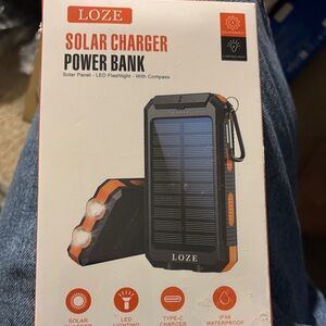 Solar Charger Power Bank - Black and Orange